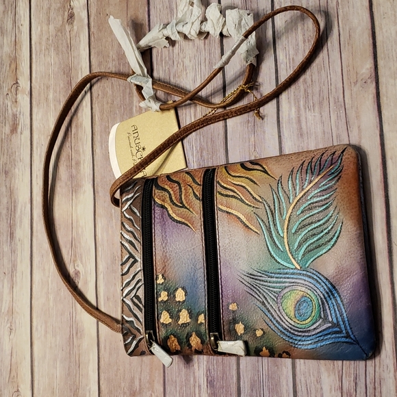 Anuschka Handbags - Anuschka cross body hand bag, peacocks new